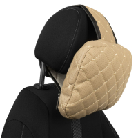 Cuscino poggiatesta regolabile in ecopelle, motivo a rombo beige