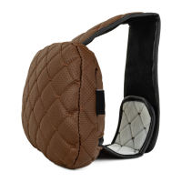 Cuscino poggiatesta regolabile in ecopelle, motivo a rombo marrone